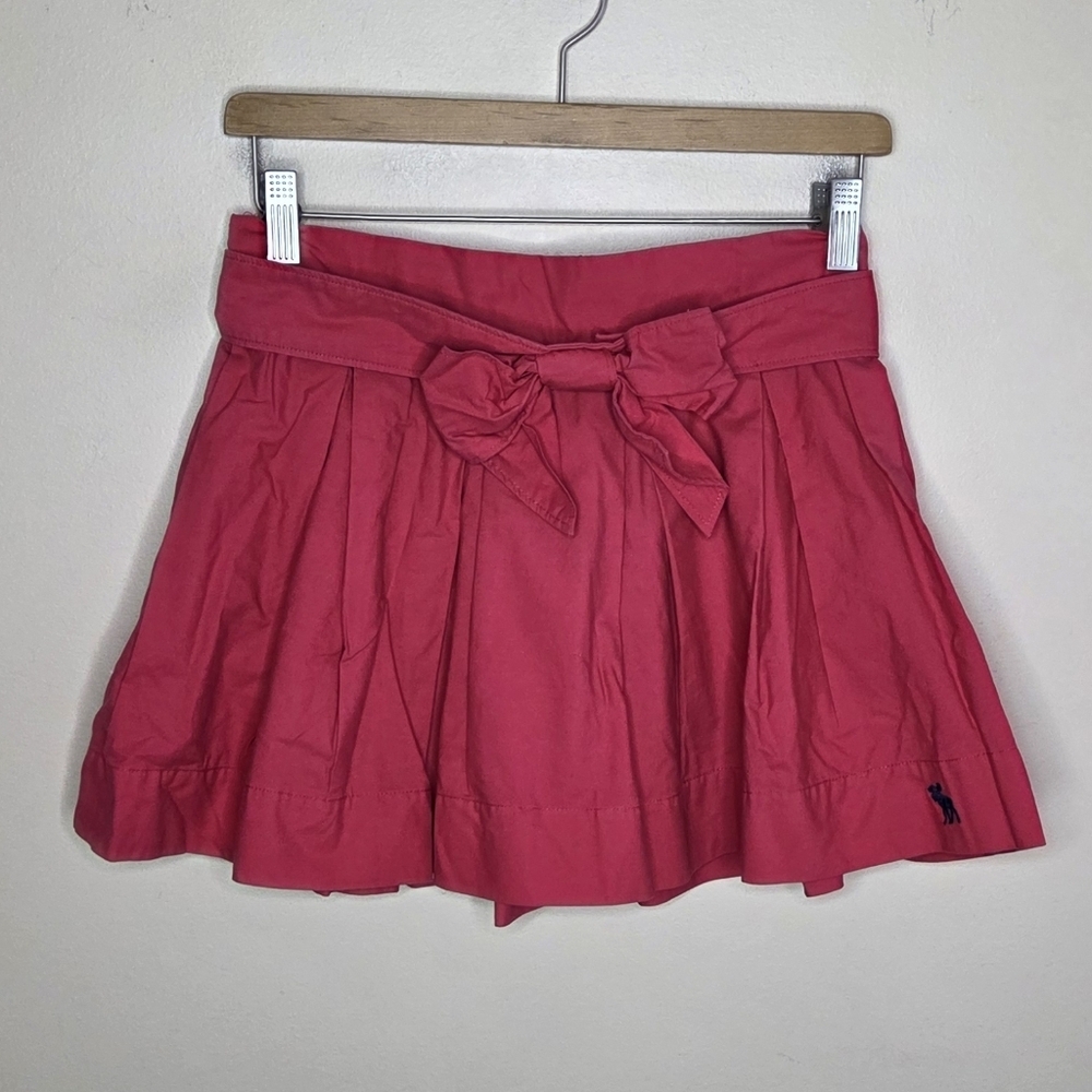Y2K Abercrombie & Fitch Pleated Mini Skirt with Bow Belt Size Small 100% Cotton